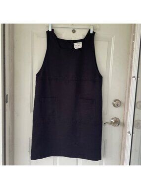 Vintage 90s Tank Dress Womens M Black Pinafore Artist Librarian Goth Layering